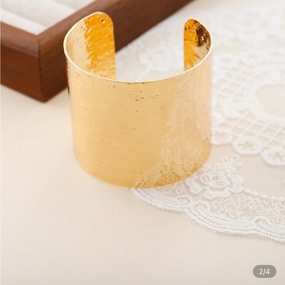 Zara Textured Gold Cuff Bracelet - Picture 6 of 6